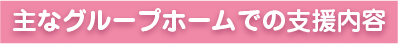 主なグループホームでの支援内容